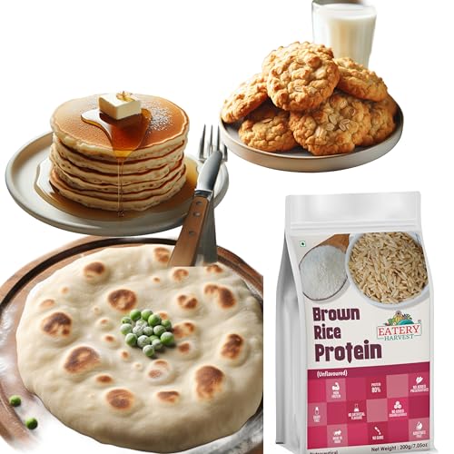 Image of by Saipro Brown Rice Protein,200 gm Unflavoured,80% Protein, Plant Based Vegan Supplement, No Added Sugar, Diabetic Friendly