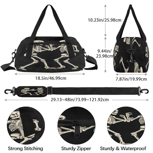 Rock and Roll Skull Skeleton Kids Duffle Bag Boys Girls Small Sport Dance Gym Bag for Overnight Travel Weekender Carry On4