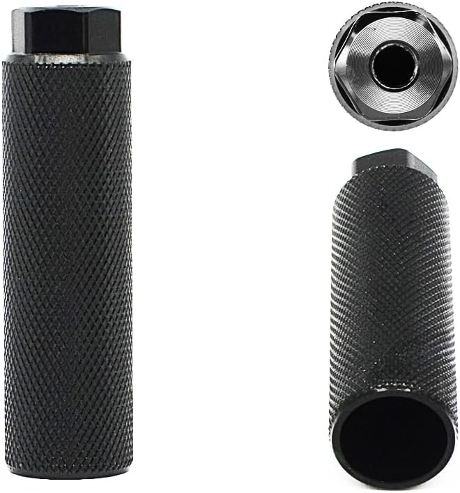  2PC Bike Pegs for 3/8 inch Axles, Aluminum Alloy Anti-Skid BMX Bicycle Pegs for Mountain Bike Backseats Stands Cycling Rear Stunt Pegs (Black) thumbnail