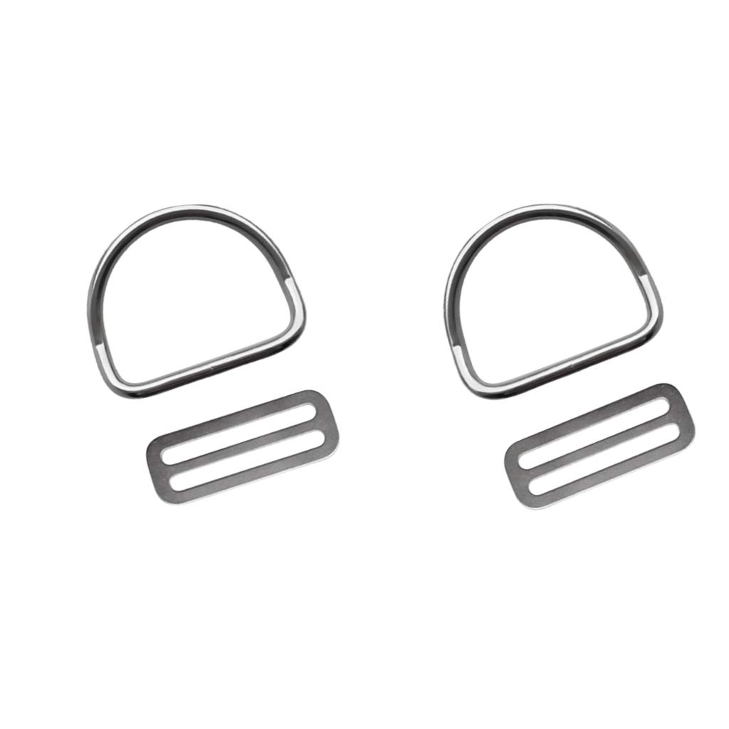 4pc Scuba Diving Dive 50mm Weight Belt Keeper Stopper with Bent D Ring - Marine Grade 316 Stainless Steel