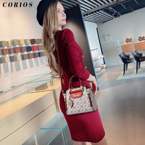 Image of CORIOS Elegant Handbag for Women PU Leather Shoulder Bag Ladies Crossbody Bag Fashion Messenger Bag Top-handle Bag