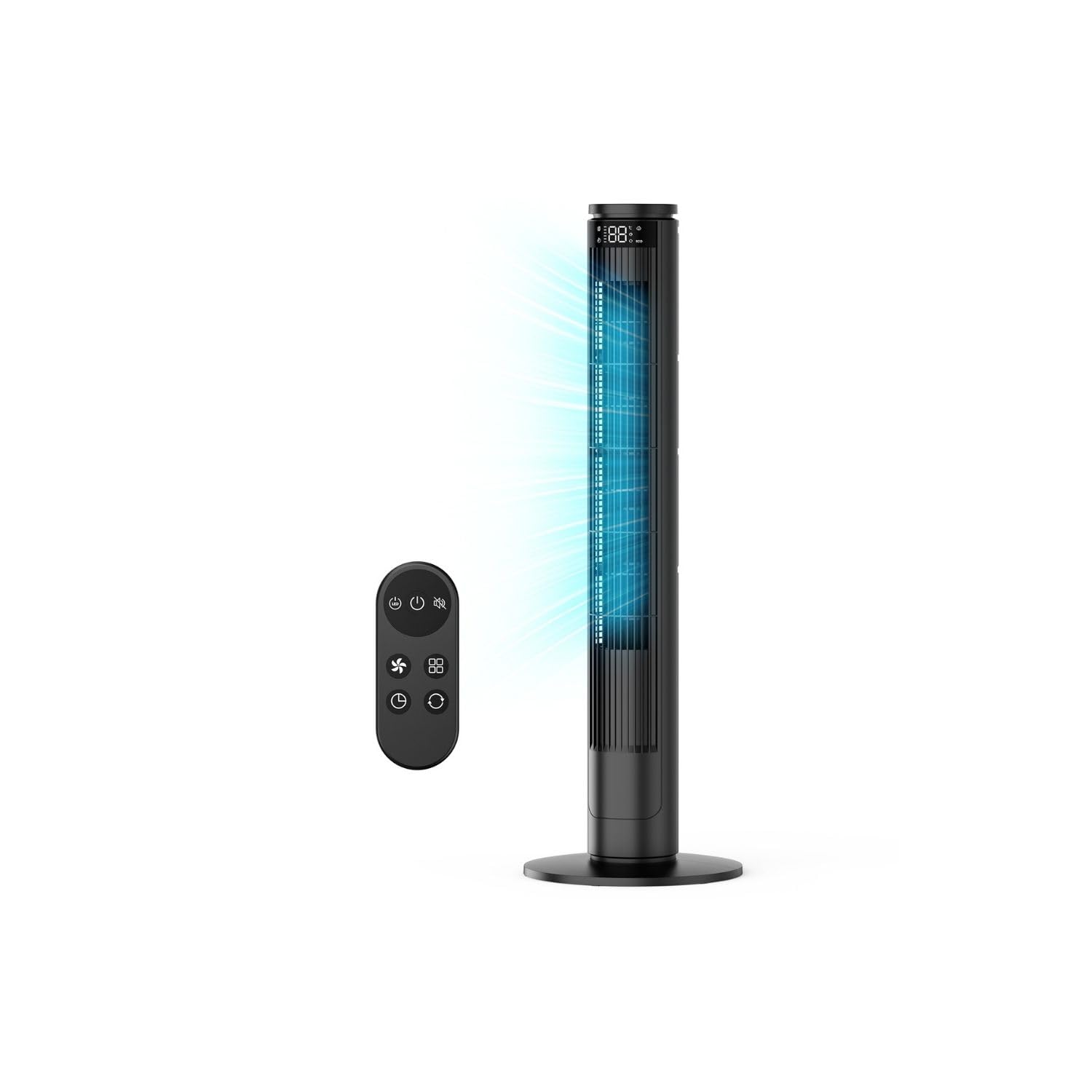 Ventilateur Colonne Silencieux, Ventilateur Tour avec Télécommande & Écran LED, 5 Modes Intelligents & 6 Vitesses, Oscillation 70°, Minuterie 12H, Mode ÉCO Économe – Idéal pour Salon, Chambre, Bureau