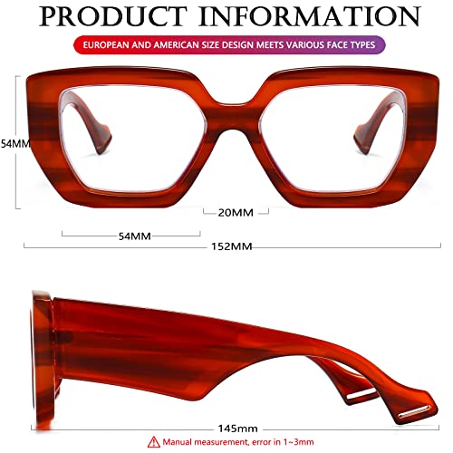 Image of AIEYEZO Thick Frame Blue Light Glasses Men Women, Fashion Square Computer Eyeglass Anti Eyestrain & Prevent Headache