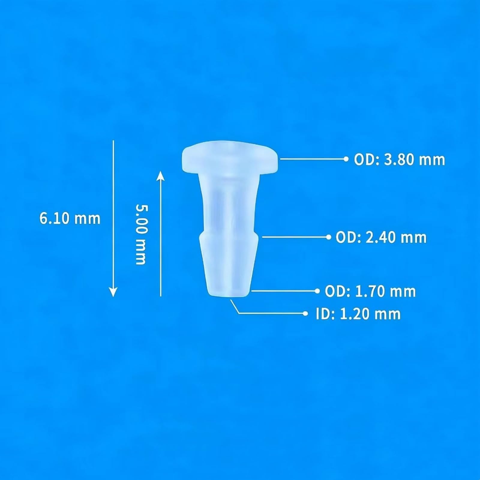 Tapón de púas for manguera de plástico, accesorio de identificación de manguera de 1/16 de pulgada, paquete de 50 PP transparente for uso en alimentos y laboratorio(1.6mm)