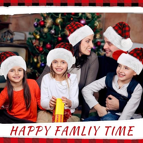 Image of Vicenpal 20 Pcs Santa Hats Bulk Plush Christmas Hats for Adults Women Men Holiday Party Costume(Red, Black)