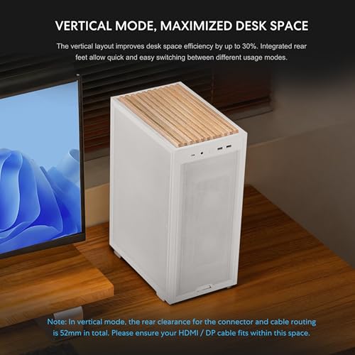 Image of Lian Li B4-mATX 21.3L PC Case, 358mm GPU, 360 AIO, 2 Slim Fans, White Wood | 2 Pre-Installed 120mm Slim Top Fans, Supports 360mm AIO, 140mm ATX PSU, Horizontal /Vertical Setup, Small Form Factor (B4W-WD)