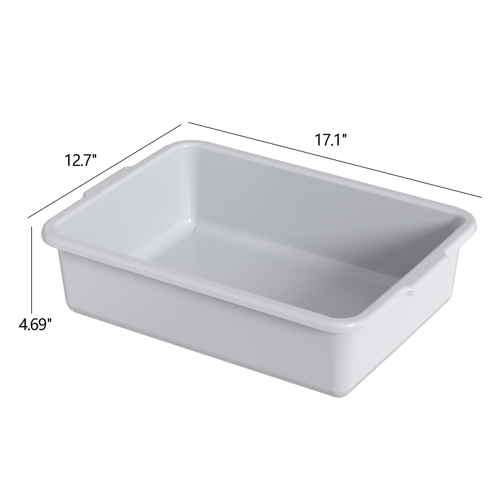 Nihenok 13 L Commercial Bus Tub, 3 Pack Plastic Utility Bus Box Dishpan, Light Gray