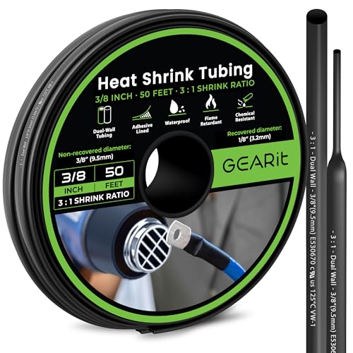 Gaine thermorétractable GearIT 3:1 noire | Rouleau de 15,2 m pour isolation étanche