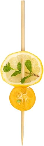 Miniatura 74 de Púas de cóctel de 3.5 pulgadas, 100 pinchos desechables para aperitivos, parte superior cilíndrica, palillos de dientes decorativos de bambú