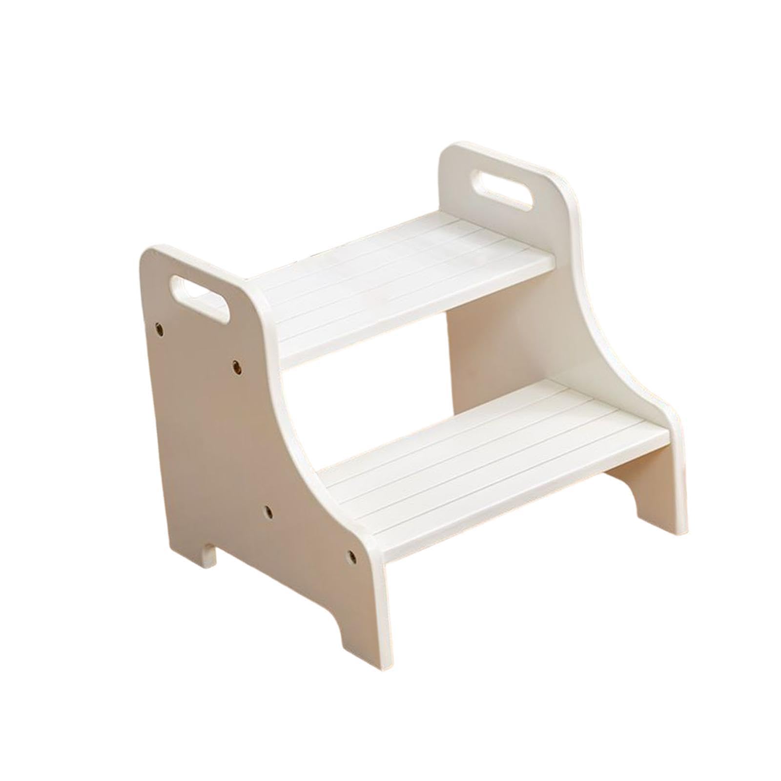 Taburete de Dos Niveles con Asas Y Cojines para Niños Y Adultos, Blanco, Individual