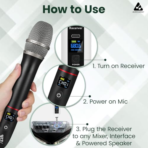 Image of Audio Array Solo UHF Wireless Microphone System with Brief Case | 24Bit /48kHz Audio | Dual Channel Dynamic Mics | 50m Range | Cardioid Pickup | DSP Frequency Lock | Rechargeable Battery | AM-W33 Pro