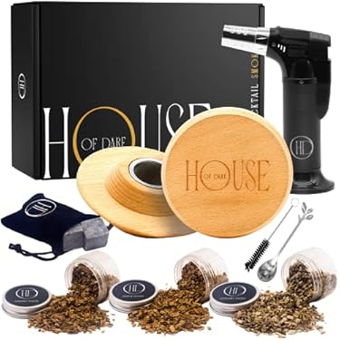 AMAZON - Cocktail Smoker Kit with Torch Bourbon Smoker Kit for Drinks & Wood Chips Spoon Brush Infuse Bar Smoker for Old Fashioned Cocktails Whiskey Smoker for Meat Whiskey Gifts for Men and Women