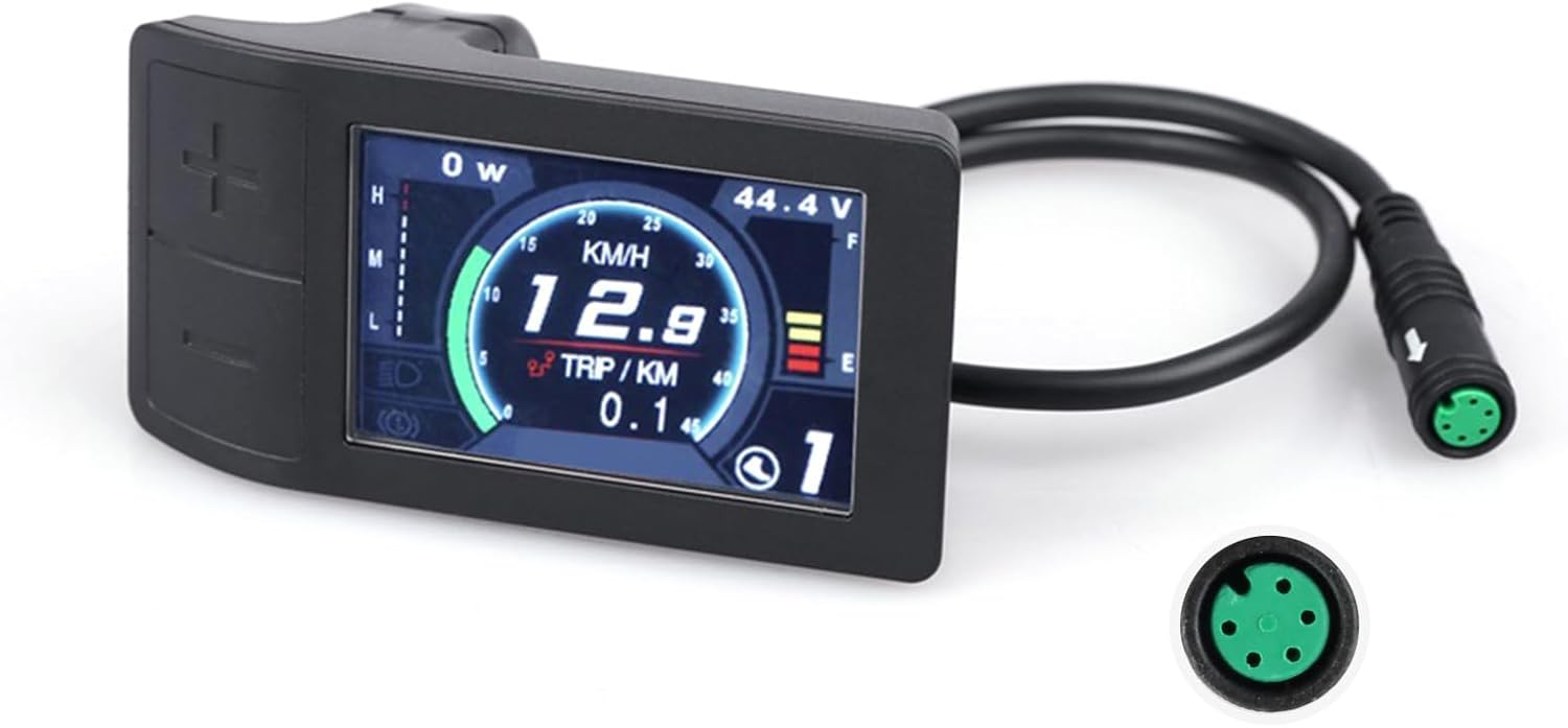 500C EBike Display: 2.2" Ebike Screen for BAFANG BBS01B BBS02B HD Mid Motor with 0-9 PAS Levels,UART Protocol EBike Computer Panel with 5PIN Female Circular Connector for Ebike Conversion Kit
