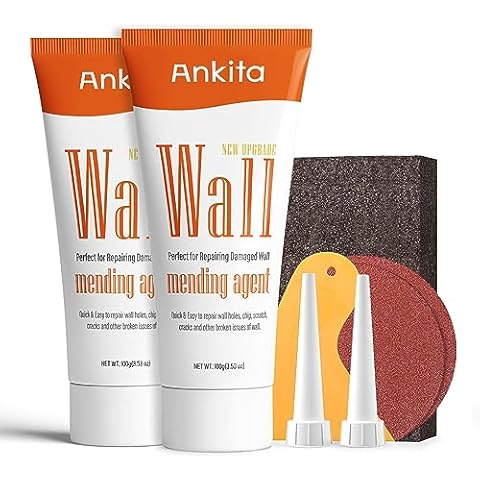 Drywall Repair Kit, Spackle Wall Patch Repair Paste with Scraper, Wall Mending Agent, Wall Putty for Filling Holes, Quick & Easy Solution to Fill Home Wall Holes with Sandpaper, Sand Block, 2-Pack Cover