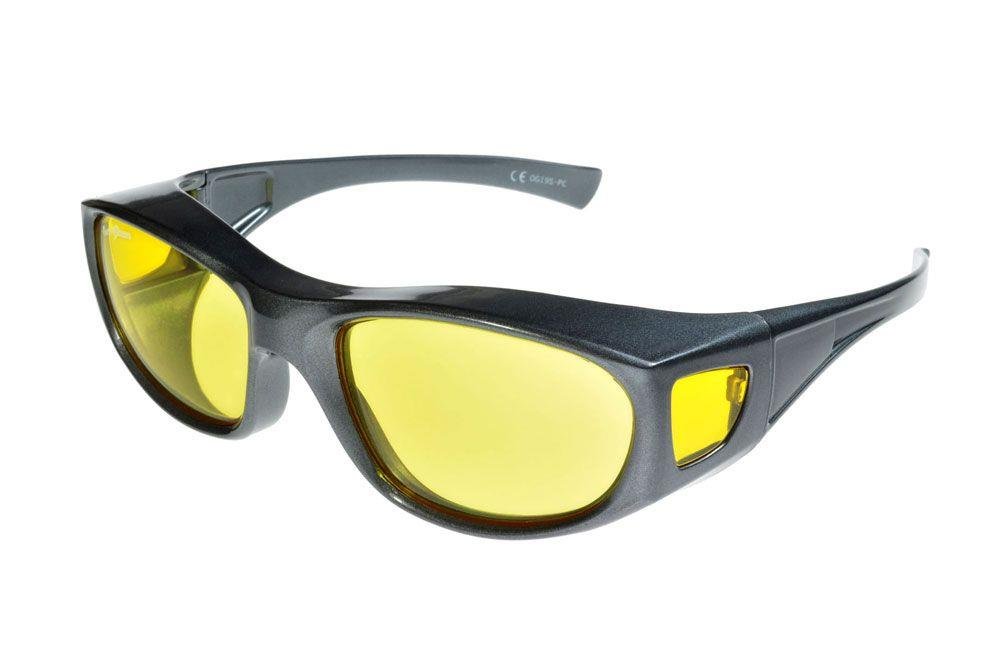 Over-Glasses Fit Piccolo Shatterproof Sunglasses Gunmetal/Yellow Small