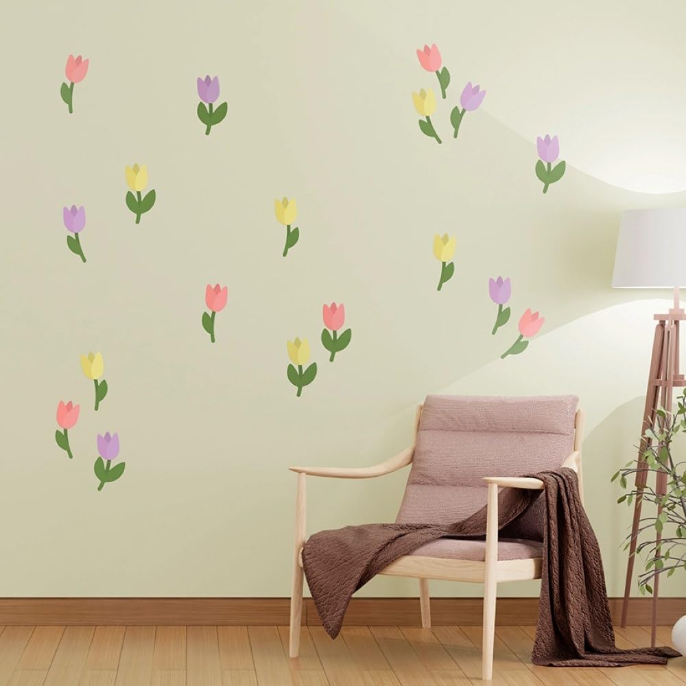 My Nametags Tulips My Nametags® Wall Stickers | Peel-And-Stick, Removable & Repositionable Wall Decals | Room Decor For Kids' Bedroom, Nursery, Playroom