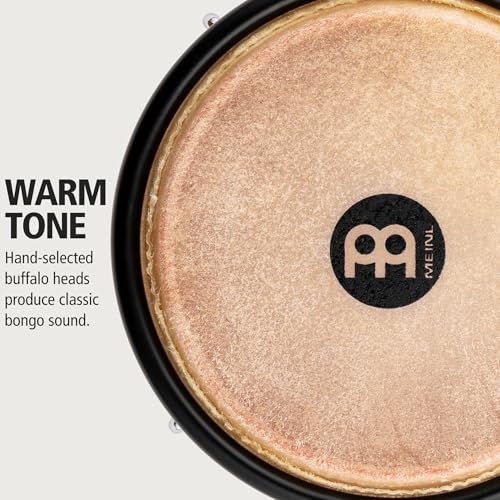 Image of Meinl Percussion Bongos with Bag and Tuning Key, 6.5 inch and 7.5 inch Hand Drum Set - Buffalo Heads, Synthetic Shells