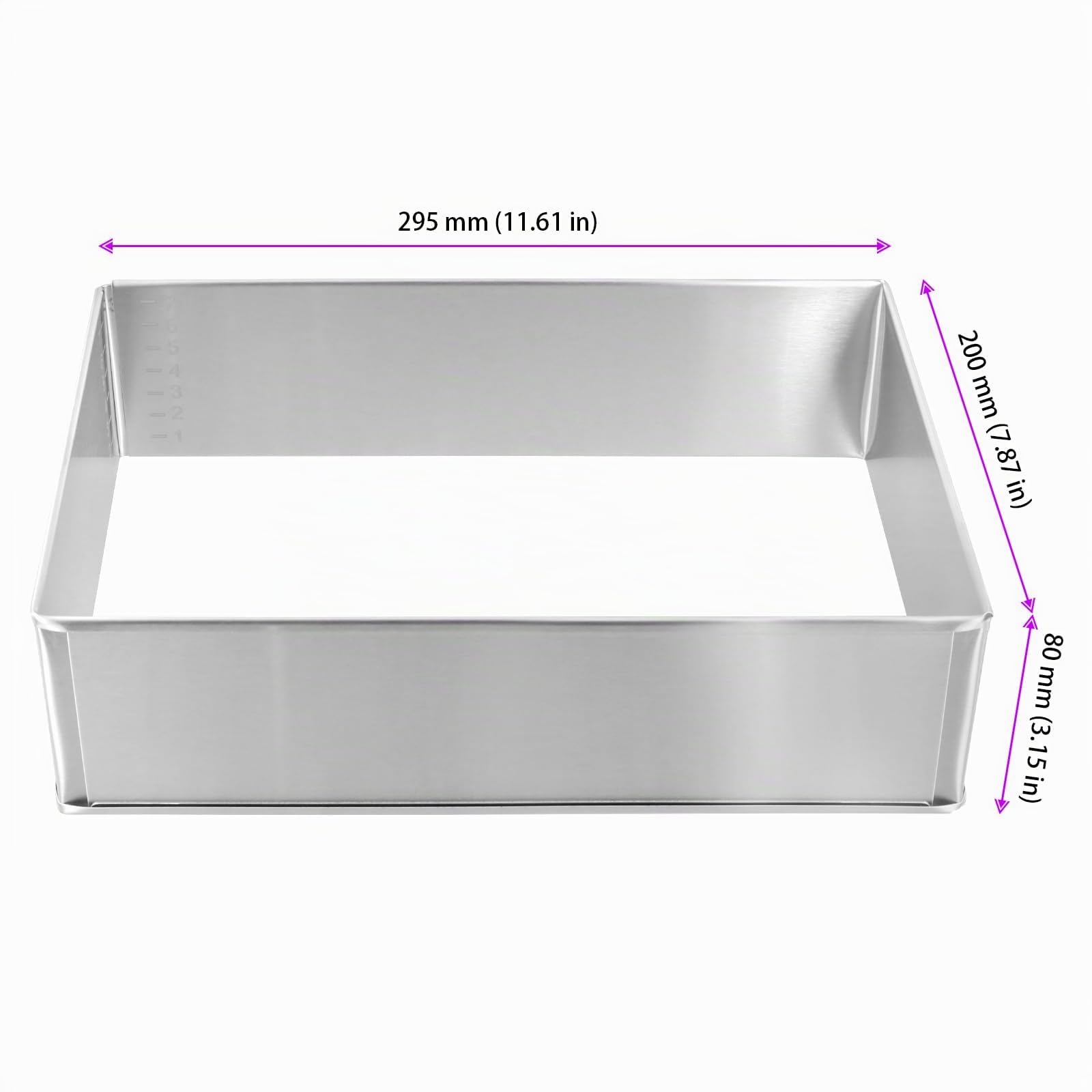 Lot de 2 moule rectangulaire patisserie réglables, cadre patisserie rectangulaire, moule a gateau, En acier inoxydable, Extensible jusqu'à 50 x 35 x 8 cm