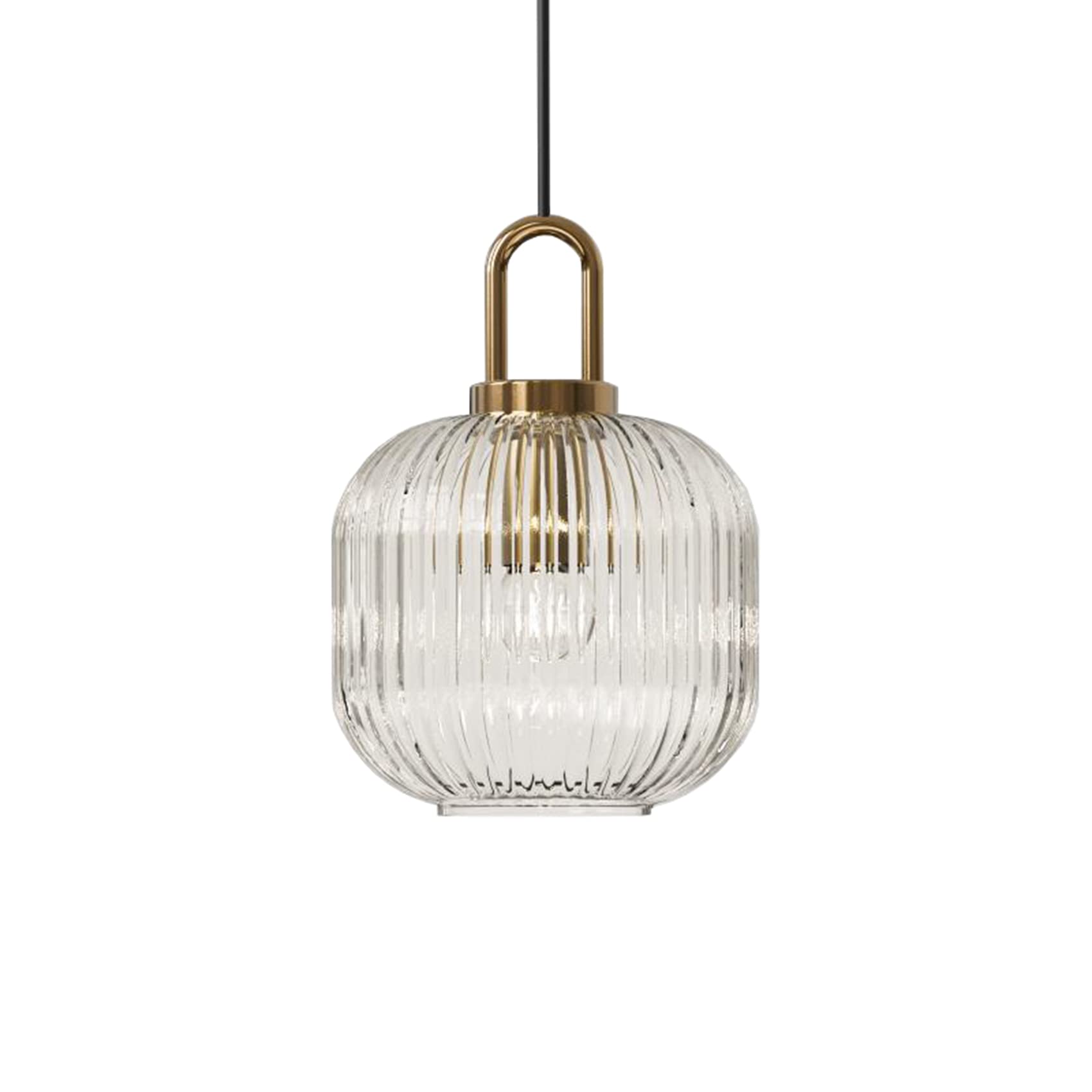 Yhtech Clear Glass Pendant Lamp Fixtures Striped Shade Lamp Fittings And U Shape E27 Copper Socket Ceiling Ligh (M)