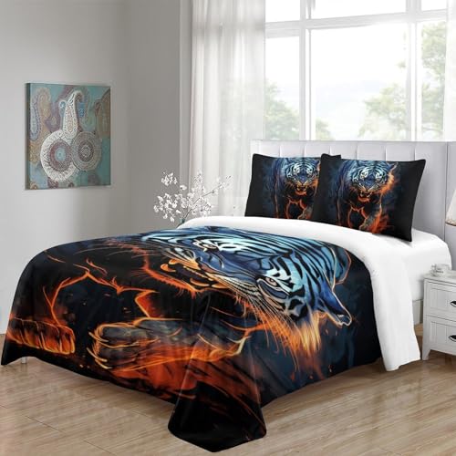 Housse de couette 140x200 cm impression 3D tigre haute densité