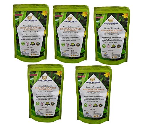 Avoka Naturals 100% Pure Bhringraj Powder (Eclipta Prostrata) 100gm each (Pack of 5) For Premature Grey Hair Defence