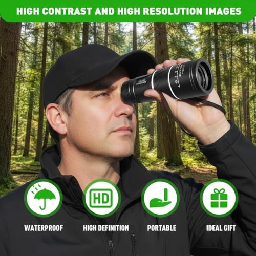 Image of 16x52 Monocular Telescope, Portable HD for Outdoor Bird Watching Black