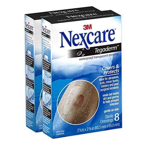 Nexcare 8 Count Box Tegaderm Waterproof Transparent Dressings 2-3/8 Inches X 2-3/4 Inches 3M - 2 Pack