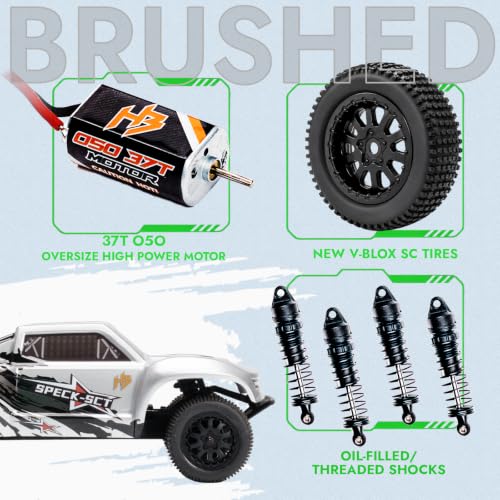 Image of HOBBYPLUS Speck SCT 1 /24 2WD RC Short Course Truck RTR, Brushed Motor, Oil-Filled Shocks, 2.4GHz Radio, Ready-to-Run Off Road RC Truck (Brushed Silver)