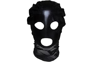 Zipper Masks Soft Patent Leather Blackout Eye Mask Head Hood.