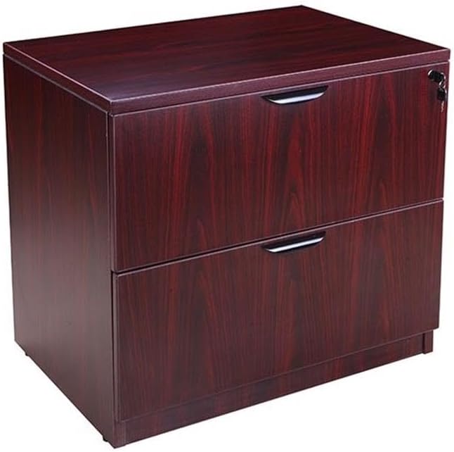 Boss Office Products Holland 71" Executive U-Shape Desk with Lateral File and Hutch, Mahogany