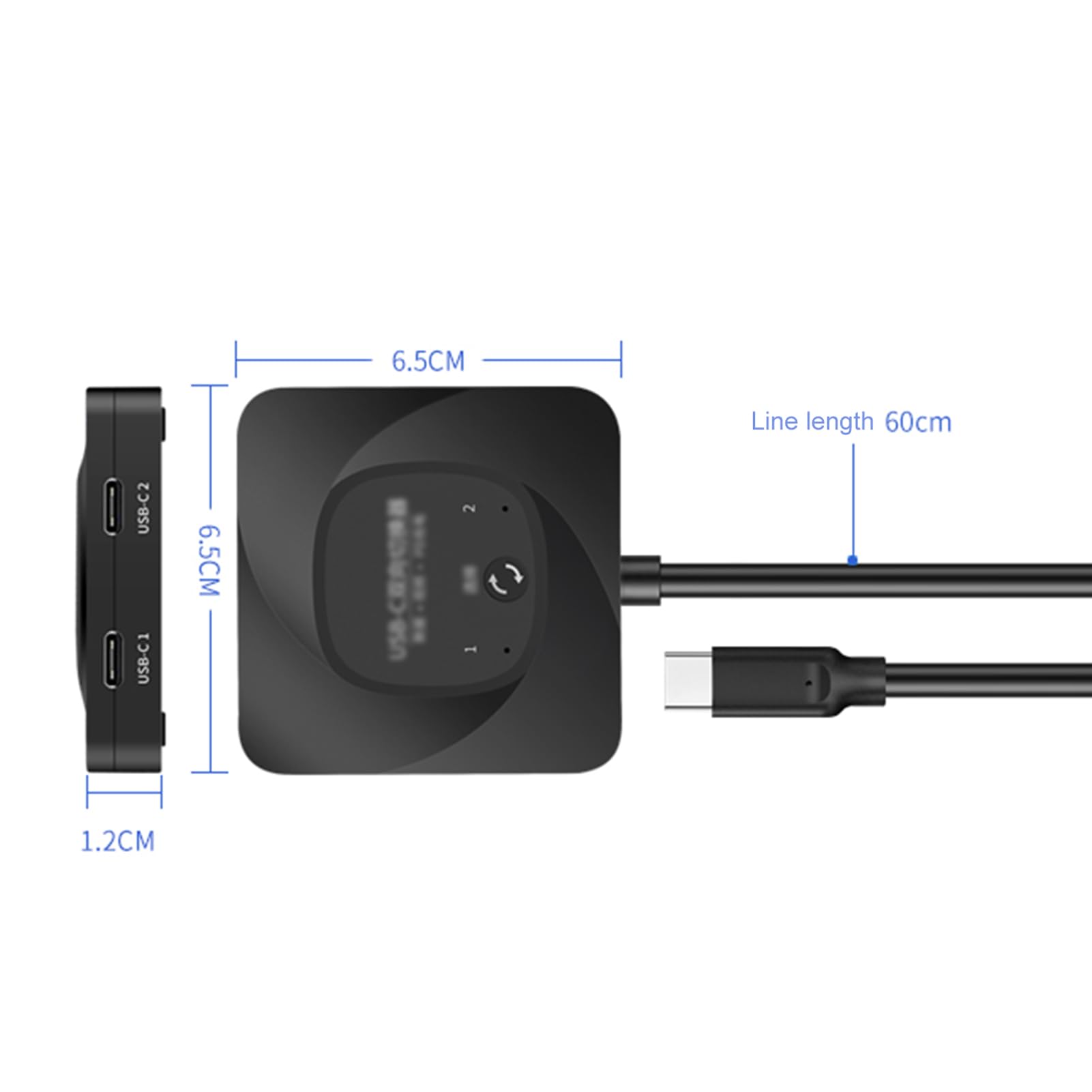 docooler Conmutador bidireccional USB-C Switcher USB C 2 Computer Switch KVM USB C Soporte 8K a 60Hz HDR 10Gbps Transferencia de Datos PD Carga 100W 2 Cables USB-C Incluidos Conecta La Pantalla