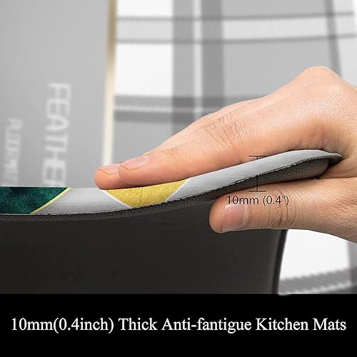 Miniatura 7 de EMMTEEY Alfombra de cocina negra de espuma viscoelástica alfombra de cocina moderna abstracta con marco griego geométrico y mármol de PVC tapete