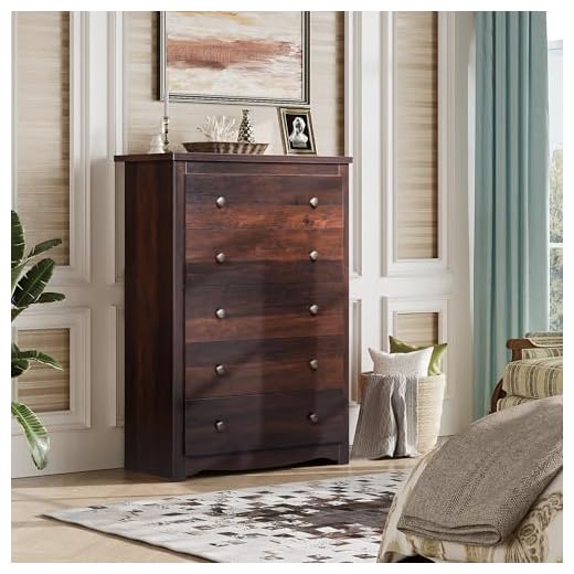 WLIVE 5-Drawer Modern Rustic Dresser