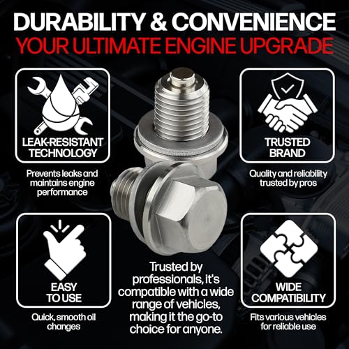 Image of Magnetic Oil Drain Plug fits Dodge Ram 1500 (2004-2026) - 5.7 Liter - 8 Cylinder - Made in USA - Part Number 06513414AA / 6507741AA