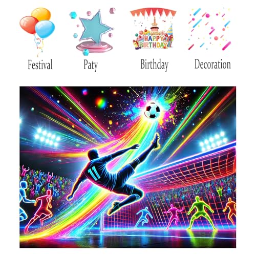 Image of Nuxovilar Neon Soccer Match Wall Tapestry Polyester 78.74x59.05 In