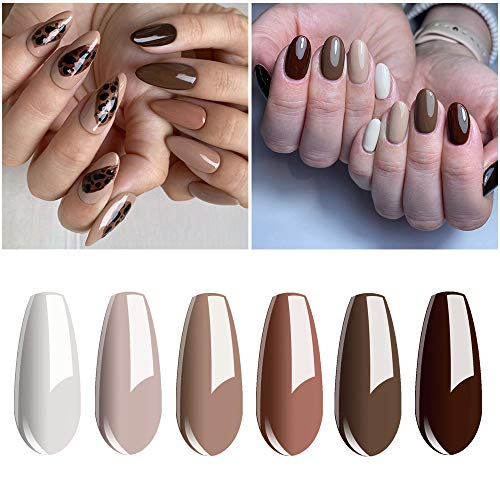 Vishine UV Nagellack Nudefarben Set, 6 Farbe Gel Nagellack Set Shellac Nagellack UV LED Nagellack Langlebig Gesund Soak… – Bild 3