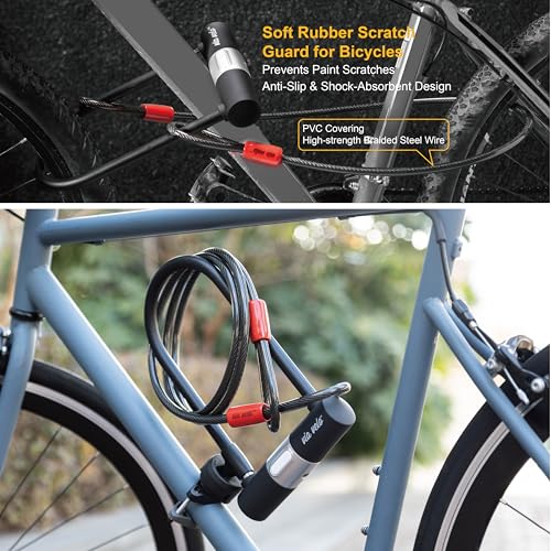 Bike U Lock with Cable | Via Velo Heavy Duty Anti-Theft Bicycle U Lock Sold Secure Silver 15mm Shackle Inner Dim 9 x 4.5 in with 10mm x 6Ft Length Cable Security Lock for Bike Electric Bike Scooter - image 5