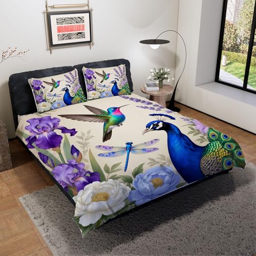 Parure de lit paon 3D de qualité supérieure en microfibre douce avec fermeture éclair - 4