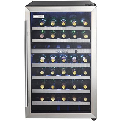 Danby DWC114BLSDD Designer 38-Bottle Dual-Zone Wine Cooler, Black/Stainless Steel/Glass Beverage Center #1