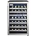 Danby DWC114BLSDD Designer 38-Bottle Dual-Zone Wine Cooler, Black/Stainless Steel/Glass Beverage Center