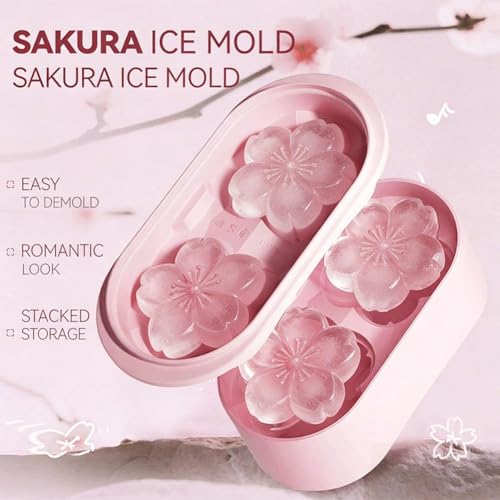 2 piezas moldes de hielo con diseño floral Sakura miniatura 5