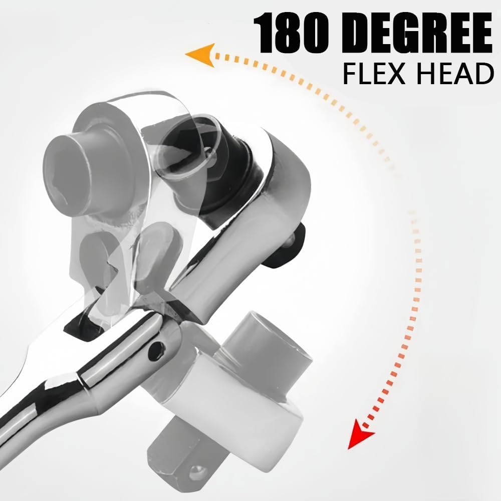 Mini Ratchet Wrench, 2 in 1 180° Rotating Flex Head Mini Ratchet, 1/4 Ratchet 72 Teeth Quick Release Ratchet Wrench Torques Socket Spanner Ratcheting Combination Wrench
