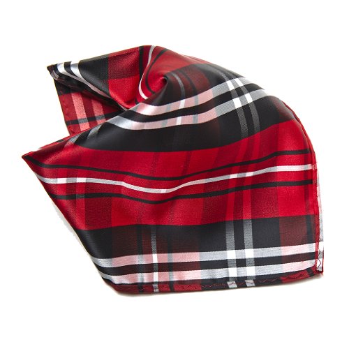 Black Red White Plaid Design Men's Hankerchief Pocket Square Hanky