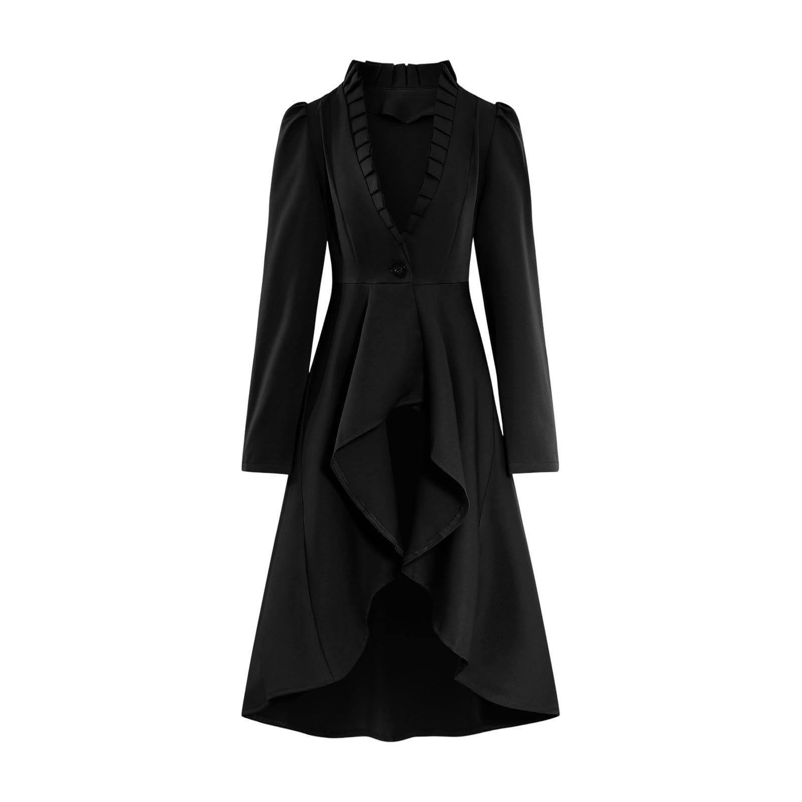 Meeyuioe Women's Gothic Steampunk Long Jacket Renaissance Victorian Waistcoat Halloween Costumes Elegant Fancy Vintage Party Festive Theme Jacket Top Halloween Costumes for Women Black XXL