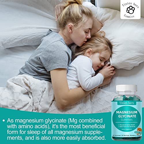 Magnesium Glycinate Gummies 500Mg, Sugar Free For Adults & Kids, Best Magnesium Gummies For Sleep, Stress & Muscle Relief & Nerve Health, No Melatonin, Gluten Free, Non Gmo, Vegan, Pectin, 60 #TOP5