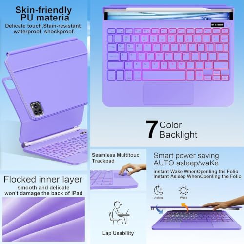 Image of GGQFGTOJ Keyboard Case for iPad Air 13 inch (M3 2025 /M2, 2024),iPad Pro 12.9 inch (3 /4 /5 /6th Gen),Magic-Style Magnetic - Floating Cantilever Stand - Backlit Keyboard Case with Multi-Touch Trackpad