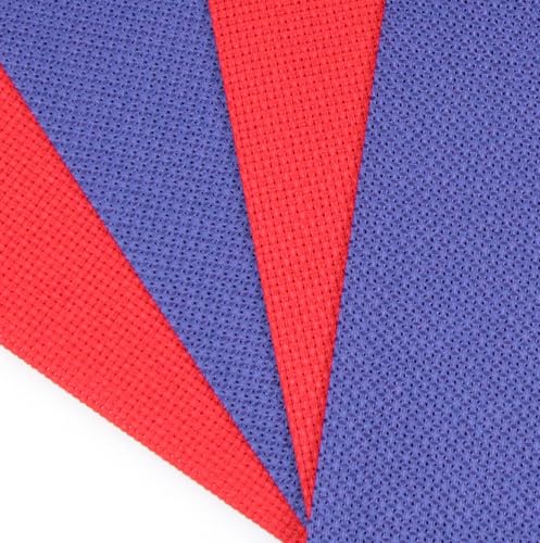Image of KCS 4 /6 pc of 12 inch x 18 inch 30cmx45cm 16CT Counted Cotton Aida Cloth Cross Stitch Fabric (Red+Royal Blue, 4 pc)