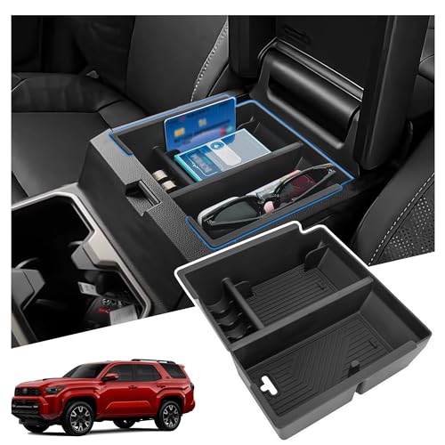 Sinminou Center Console Organizer Compatible with 2025-2026 Toyota 4Runner (6th Gen) Interior Accessories Armrest Storage Box Glove Organizer Tray Insert with Coin and Sunglasses Holder