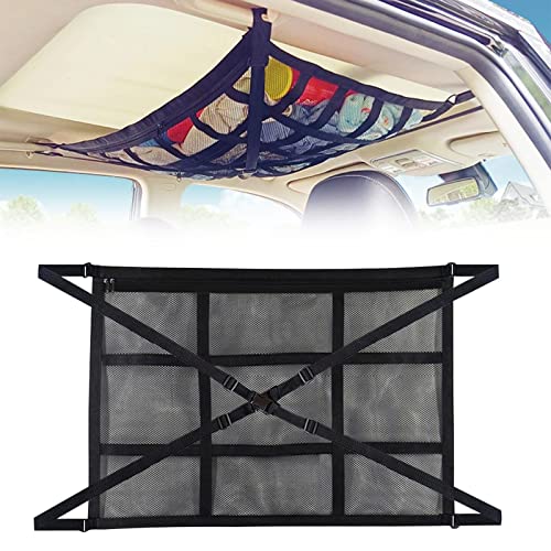 Nasharia Car Ceiling Cargo Net: Car Travel Accessories For Long Trips 31.5"X21.6" Cargo Net For Car Upgrade Double Zipper Automotive Cargo Nets For Suv Long Road Trip Camping Travel Accessories #TOP5
