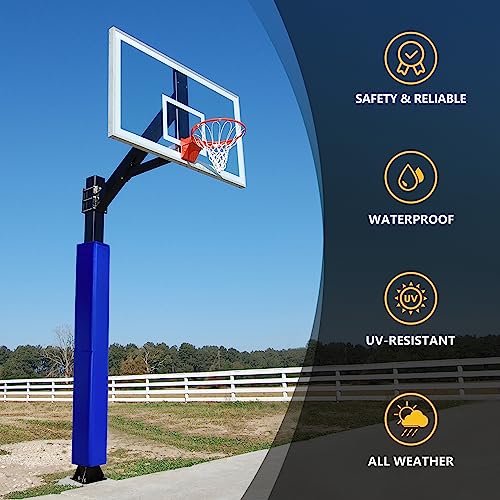Image of 72 inch Tall Basketball Pole Pads, All-Weather Square Basketball Pole Padding Outdoor, 2 inch Thick Heavy Duty Wrap-Around Protective Pads for Fixed Height & Adjustable Basketball Hoop Poles
